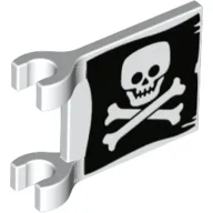 Flag 2 x 2 Square [Thick Clips] with Skull and Crossbones (Jolly Roger) Print, Dual Sided