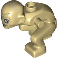 Lego Minifig, Gollum with Dark Bluish Grey Hair, Medium Azure Eyes, Dark Tan Wrinkles print / Tan