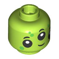 Lego Minifig Head Alien, 3 Eyes, Green Spots print / Lime