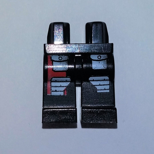 Lego Hips and Black Legs with Gray Pockets and Red Stripe Print (Cam) / Black