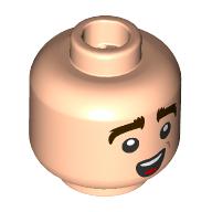 Lego Minifig Head Déagol, Thick Dark Brown Eyebrows, Open Mouth Smile / Closed Mouth Holding Breath / Light Nougat