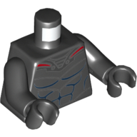 Lego Torso Armor Silver and Red with Blue Muscles Print (Black Manta), Black Arms and Hands / Black