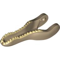 Lego Animal Body Part, Dinosaur, Baryonyx Lower Jaw with Tan Teeth / Dark Tan