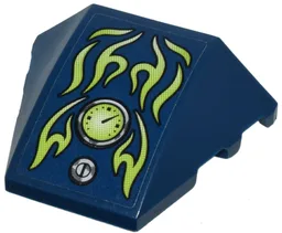 Wedge 4 x 3 Triple Curved No Studs with Light Bluish Gray Screw, Lime Flames and Gauge Pattern (Sticker) - Set 70730