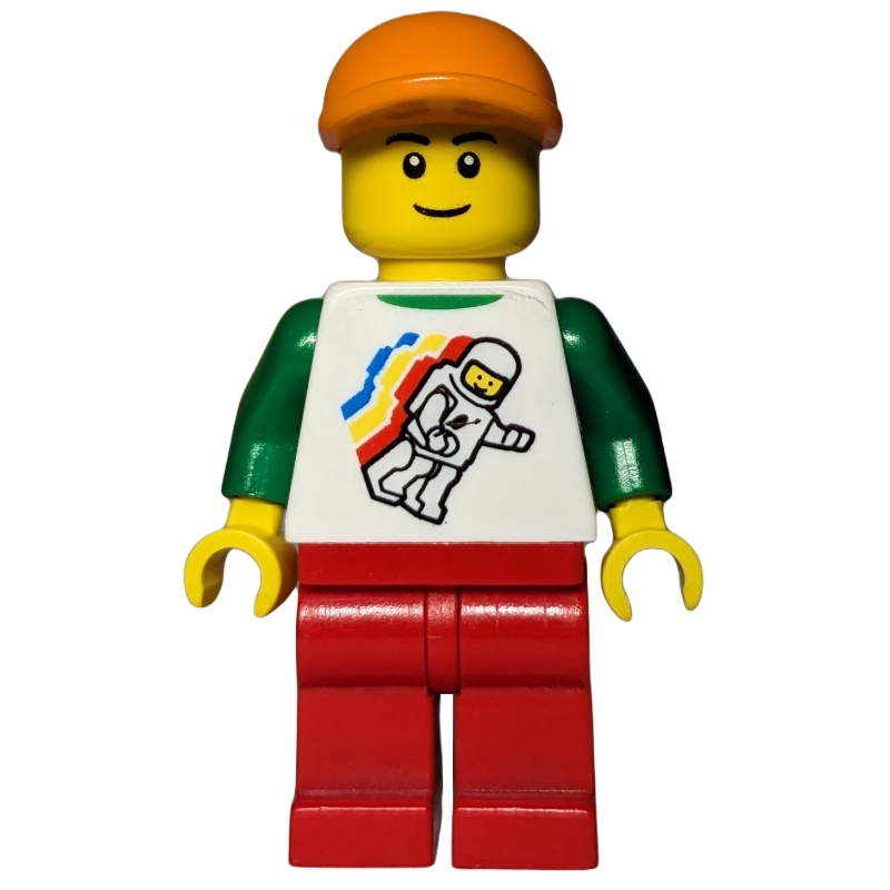 Lego White Torso, Red Legs, Orange Cap