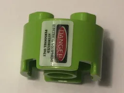 Brick, Round 2 x 2 with Axle Hole with 'DANGER' and 'ELECTRICAL EQUIPMENT AUTHORIZED PERSONNEL ONLY' Pattern Sideways (Sticker) - Set 10274