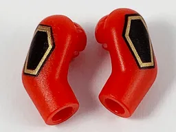 Arm, (Matching Left and Right) Pair with Black and Gold Hexagon Pattern / Red