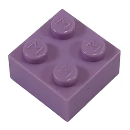 Modulex Brick 2 x 2 with M on Studs / Modulex Violet