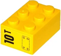 Brick 2 x 3 with '10T' and Hatch Pattern on End Model Left Side (Sticker) - Set 60076