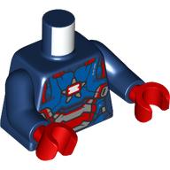 Lego Torso, Blue/Red/Silver Armor (Iron Patriot) print, Dark Blue Arms, Red Hands / Dark Blue