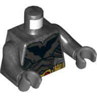 Lego Torso Armor with Batman Logo, Gold Belt Print, Pearl Titanium Arms, Dark Bluish Gray Hands / Pearl Titanium