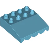 Duplo Roofpiece Slope 33 4 x 4 with Awning Overhang with 9 Bottom Tubes / Medium Azure
