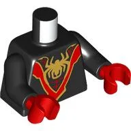 Torso, Gold Spider-Man Logo, Red Webbings Print, Black Arms, Red Hands / Black