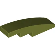 Brick Curved 4 x 1 No Studs [Stud Holder with Symmetric Ridges] / Olive Green