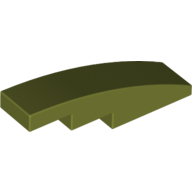 Lego Brick Curved 4 x 1 No Studs [Stud Holder with Symmetric Ridges] / Olive Green