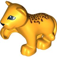 Lego Duplo Animal Leopard Cub with Raised Paw and Spots Print / Bright Light Orange