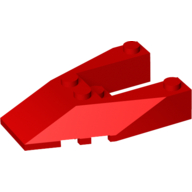 Lego Brick Wedged, Sloped 6 x 4 Cutout, Stud Notches / Red