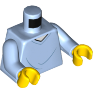 Lego Torso Shirt, White Neck, Hospital Gown Print, Bright Light Blue Arms, Yellow Hands / Bright Light Blue