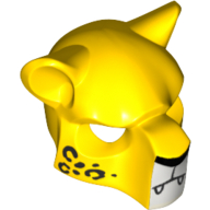 Lego Mask Feline with Black Nose, Leopard Spots and Fangs Print / Yellow