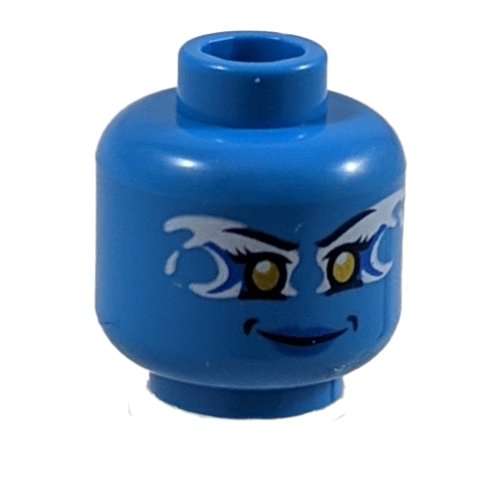 Lego Minifig Head Nya, Yellow Eyes and White and Blue Electricity Print / Dark Azure