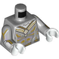 Lego Torso Armor, Goldand White Markings print (The Vision), Light Bluish Gray Arms, White Hands / Light Bluish Gray
