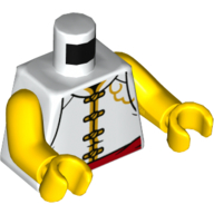 Lego Torso Tunic with Yellow Trim, Red Sash Belt / Monkie Head Print, Yellow Arms and Hands / White