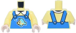 Torso Blue Overalls with Little Mermaid Flounder and White Buttons and Collar Pattern / Bright Light Yellow Arms / Light Nougat Hands / Bright Light Yellow