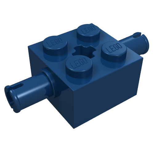 Lego Brick Special 2 x 2 with 2 Pins and Axle Hole / Dark Blue