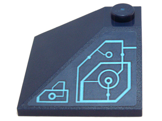 Lego Slope 33 3 x 3 Double Convex with Medium Azure Schematic Circles and Lines Pattern Model Left Side (Sticker) - Set 71200