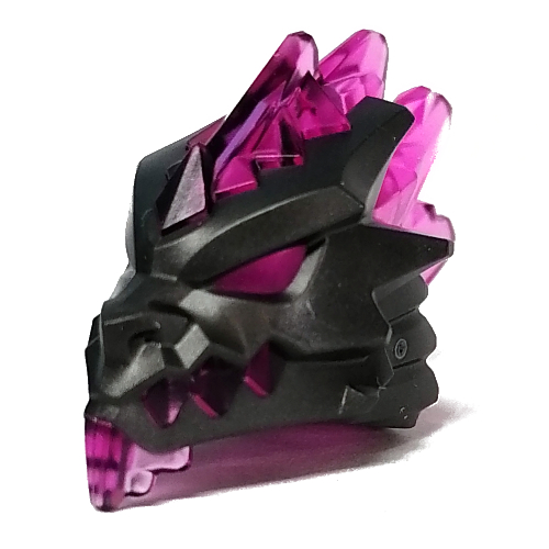Lego Minifig Head Special Dragon Helmet with Trans-Dark Pink Eyes, Teeth, Mohawk Mold Pattern / Pearl Titanium