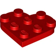 Plate Angled 3 x 3 with Heart Shape / Red
