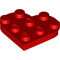 Lego Plate Angled 3 x 3 with Heart Shape / Red