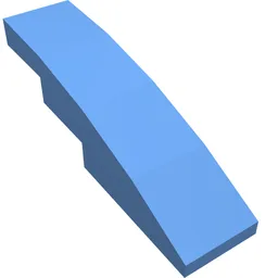 Brick Curved 4 x 1 No Studs [Stud Holder with Asymmetric Ridges] / Medium Blue