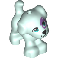 Lego Animal, Dog, Small Standing with Dark Turquoise Eyes, Black Nose and Mouth, Medium Lavender Spot Print / [No Color/Any Color]