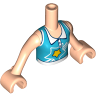 Lego Minidoll Torso Girl with Medium Azure Sport Shirt with Star Print, Light Nougat Arms and Hands / Light Nougat