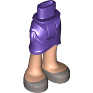 Lego Minidoll Hips and Wrap Skirt with Dark Tan Shoes, Light Nougat Legs and Feet Print / Dark Purple