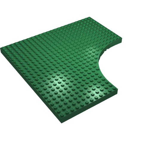 Lego Brick Special 24 x 24 without 12 x 12 Quarter Circle / Green