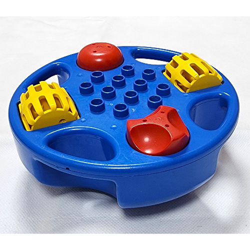 Lego Duplo Rattle Float, with 2 Yellow Wheels and 2 Red Knobs / Blue