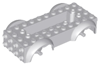 Lego Vehicle, Base 5 x 10 x 2 1/2 with Mudguards and 2 x 6 Recessed Center with 3 Holes with (Same Color) Wheels Holders Attached / Light Bluish Gray