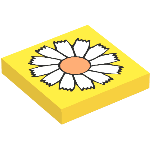 Lego Tile 2 x 2 with Flower Print / Yellow