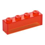 Brick 1 x 4 without Bottom Tubes / Trans-Neon Orange