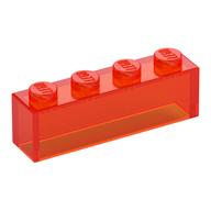 Lego Brick 1 x 4 without Bottom Tubes / Trans-Neon Orange