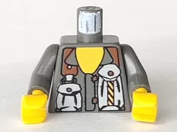 Torso Rock Raiders Two Pouches on Chest Pattern (Docs) / Dark Gray Arms / Yellow Hands