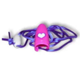 Pen Cap with Dark Purple String and Heart Print / Medium Dark Pink