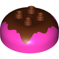 Lego Duplo Brick Round 4 x 4 Dome Top with 2 x 2 Studs - Marbled Reddish Brown (Chocolate) 'Frosting'
