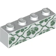 Brick 1 x 4 with Wallpaper Print (Batcave) / White