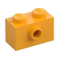 Brick Special 1 x 2 with 1 Center Stud on 1 Side, Bottom Stud Holder / Bright Light Orange