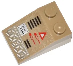 Slope 33 3 x 2 with Tread Plate, Grille, Red Triangle and 'JULU 70161' Pattern Model Right Side (Sticker) - Set 70161