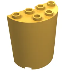 Cylinder Half 2 x 4 x 4 / Bright Light Orange