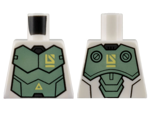 Lego Torso Armor Sand Green Breastplate, Bright Light Yellow Triangle and Logo Pattern
